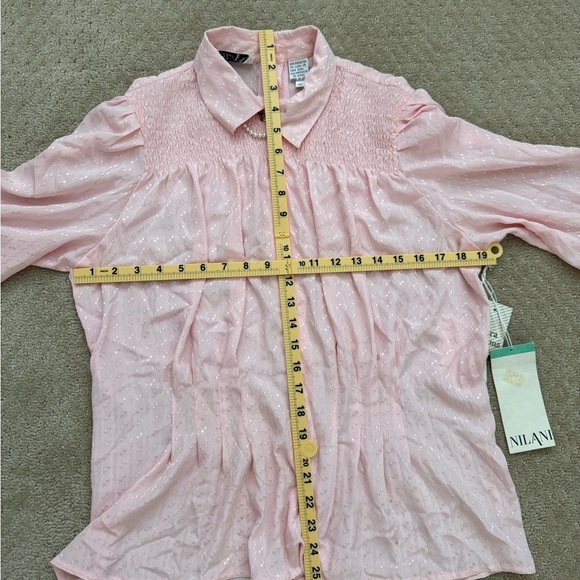 NILANI NWT Vintage Woman’s Pink Diamond Embroidered JewelryCollar Blouse-Size 10 - Picture 12 of 12
